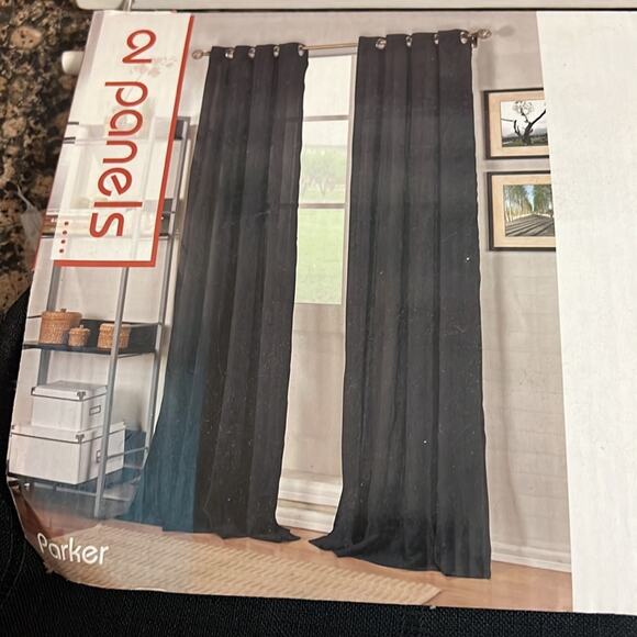 NWT 2 sets of 2 Black Parker Grommet Panels ( curtains) 80x96 in | 203x244 cm - Picture 3 of 4
